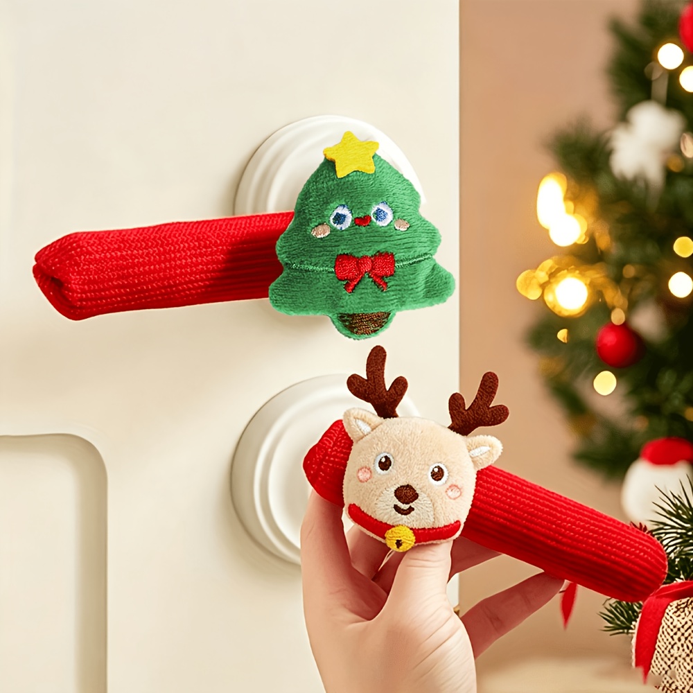 Door Handle - 4 Adet Noel Kapı Kolu Kılıfı,