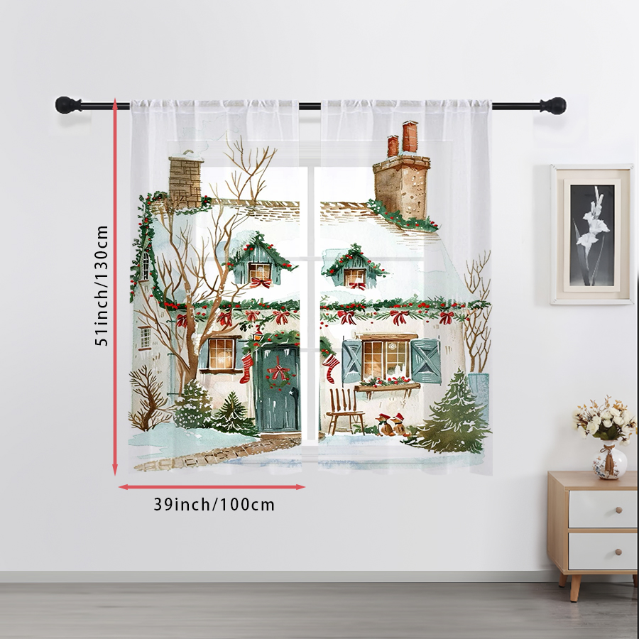 2 Adet Noel Kışlık Şeffaf Perd - Curtain Rods incelemesi ve fiyatı